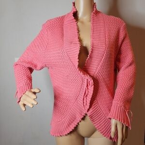 Ruby Rd. Pink Knit Curved Hem cardigan.  Size XL.